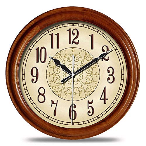 Horloge murale intérieure ronde en bois véritable de style moderne