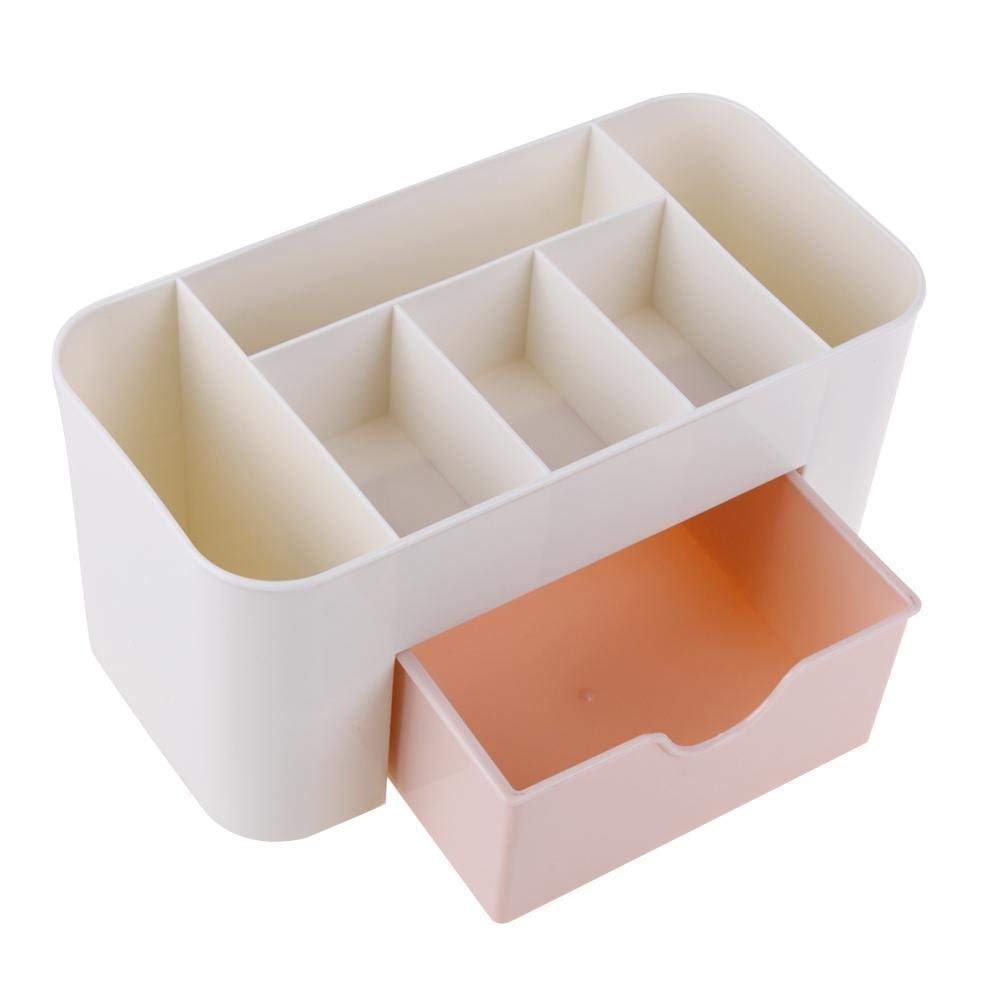 INKULTURE Plastic Cosmetic Storage Box Multi Functional Desktop Tidy Organiser Holder With Drawer 01 Pcs