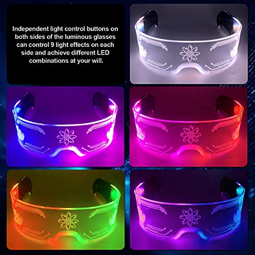 Domary Óculos de festa de LED cintilantes e brilhantes Óculos de luz de LED para boate de festa de N