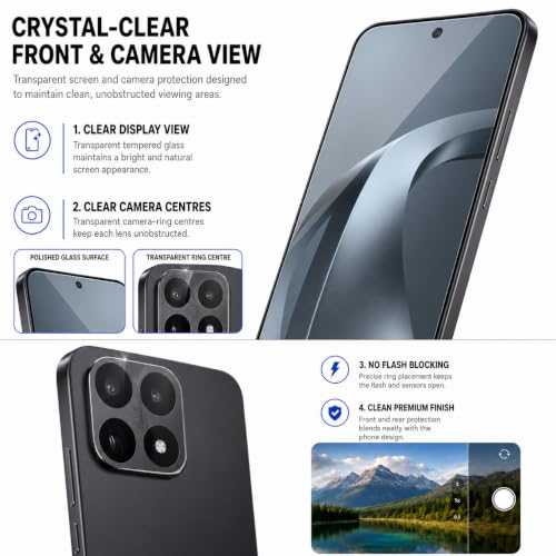 Image of FIRST MART Tempered Glass for Xiaomi 17T 5G with Black Camera Ring Guard & Installation Kit | HD Clear Edge-to-Edge Screen Protector, Scratch Resistant, Case-Friendly | Pack of 1