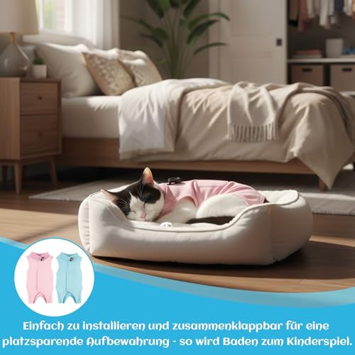 2 Stück Postoperative Katzenbekleidung, Katzenbody Nach Op, Katzen Body Für Katzen Operation, Bequeme Kleidung In Blau Und Rosa