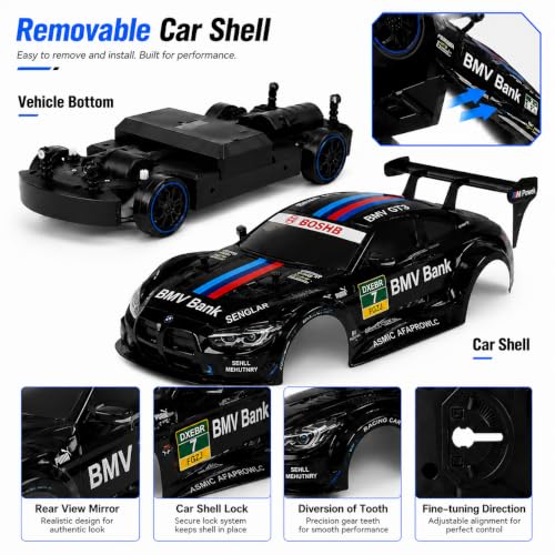 Image of Nextronix 40 km /h High-Speed 1:16 Scale 4WD RC Drift Car | 2.4GHz Remote Control Racing Car with LED Lights & Rechargeable Battery | Stealth Black Edition