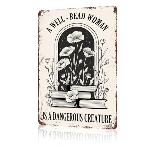 macago Book Lover Metal Sign A Well Read Woman Is