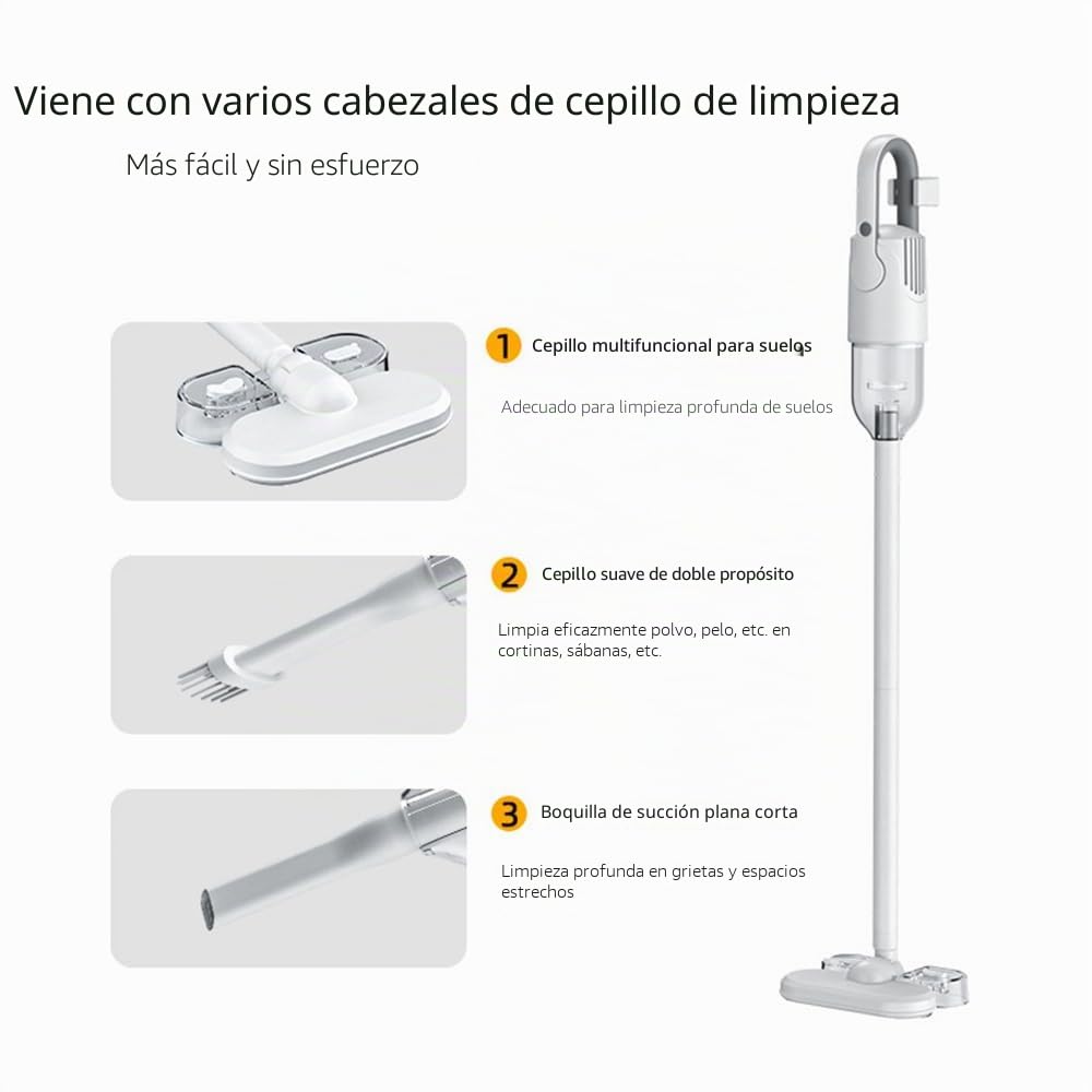 Aspirador Escoba y Fregona Todo en Uno, Aspiradoras de Agua y Polvo con Tanque de Agua, 12000Pa, Aspirador Vertical Ligero para Suelos Duros y Cerdas