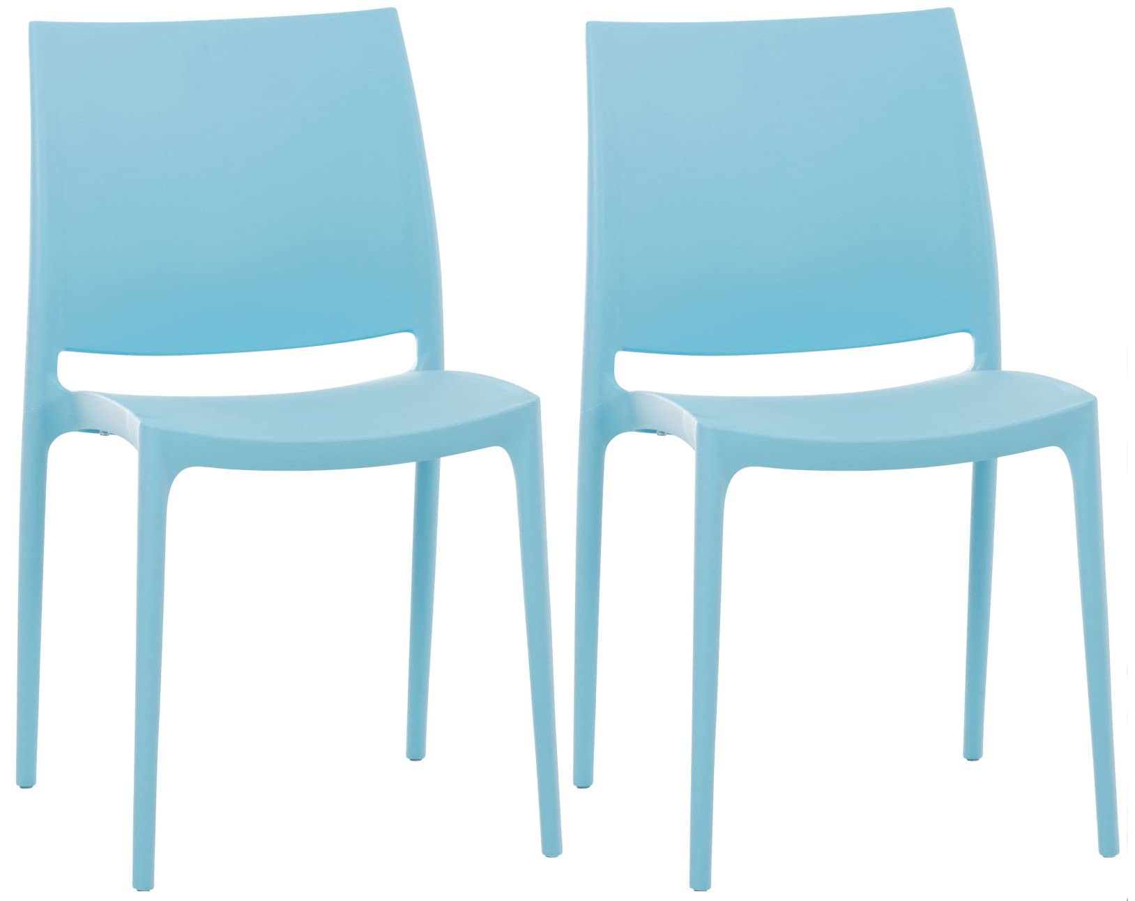 Chaise d'extérieur empilable Maya en plastique bleu clair pour balcon CLP Lot de 2