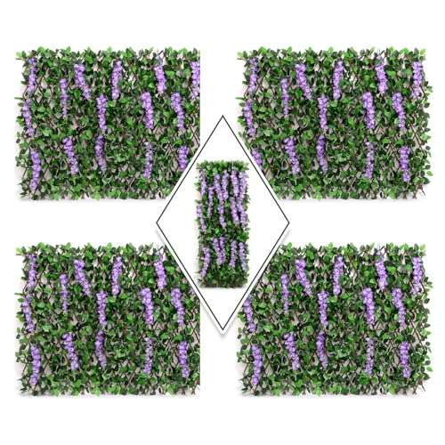 DOEWORKS Expandable Fence Privacy Screen for Balcony Patio Outdoor 4PCS Faux Ivy Fencing Panel for Backdrop Garden Backyard Home Decorations