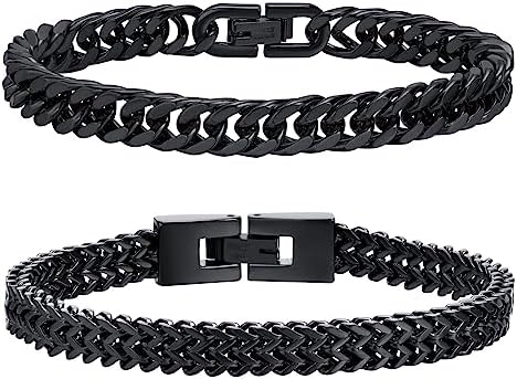ZNBOH Lot De 2 Bracelets En Acier Inoxydable Pour Homme - Or Et