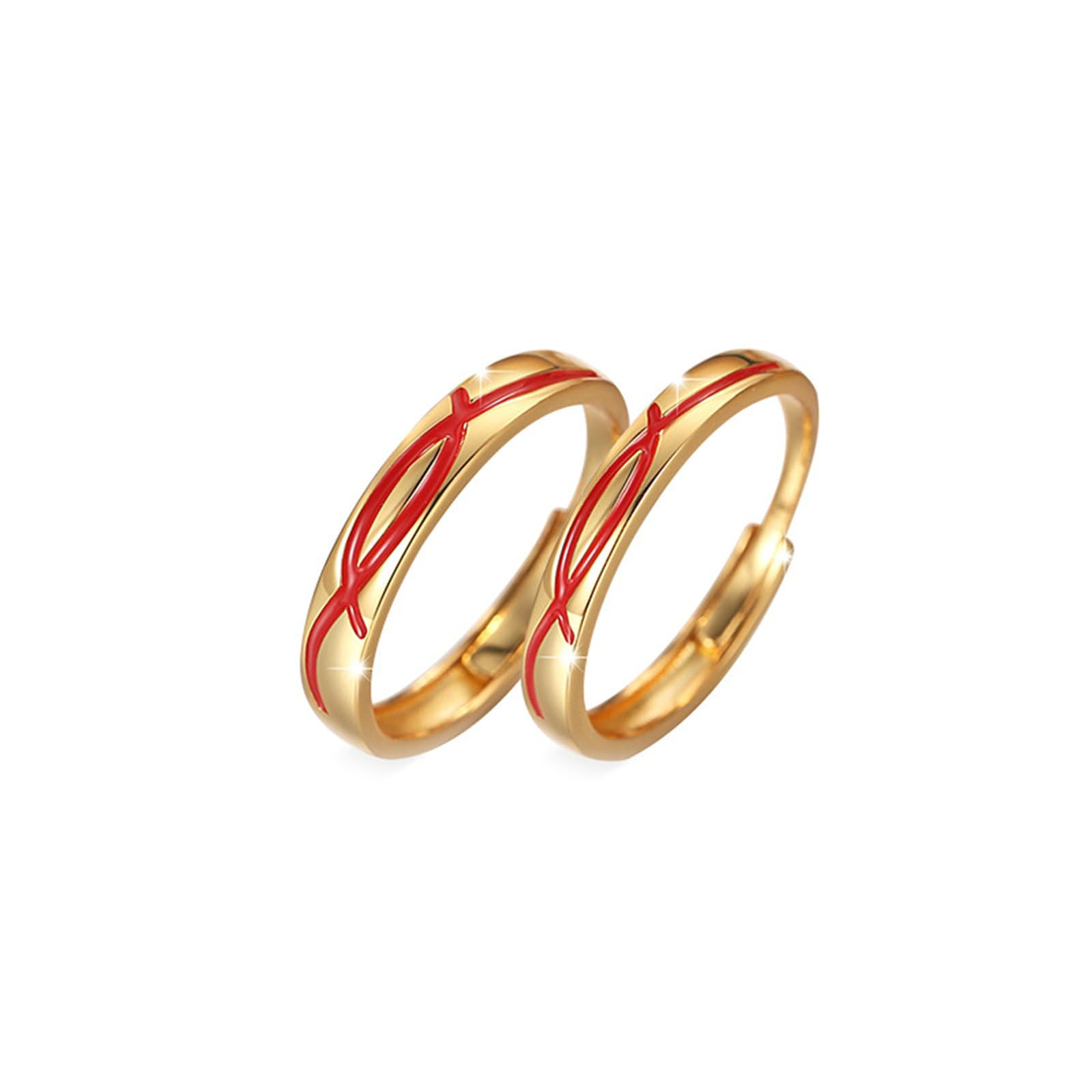 Coppia Anelli Filo Rosso del Destino, Anelli In Argento con Linea Rossa Regolabili Anello Fidanzamento da Uomo Incisione Anelli di Matrimonio per Lui e Lei