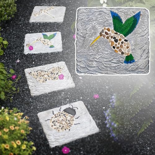 SBJKLYRN Pietra calpestabile da Giardino， Pavimentazione Rettangolare for vialetti con ciottoli levigati, Pietra Decorativa in Stile Rustico for Prati/Giardini(Birdie)