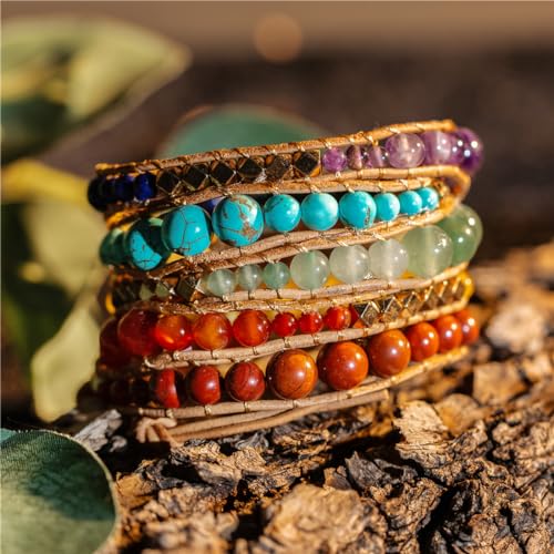 YGLINE-Natural-Stone-Wrap-Bracelet-for-Women-Boho-Bracelets-Healing-Crystal-Beaded-Bracelet-Adjustable-35-Wraps-Bracelet-Handmade-Birthday-Gifts-for-Women