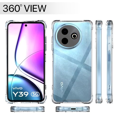 Image of Outlouders Back Cover for Vivo Y39 5G Clear Transparent PC + TPU Bumper Case with Raised Edges for Shockproof Protection(Transparent)