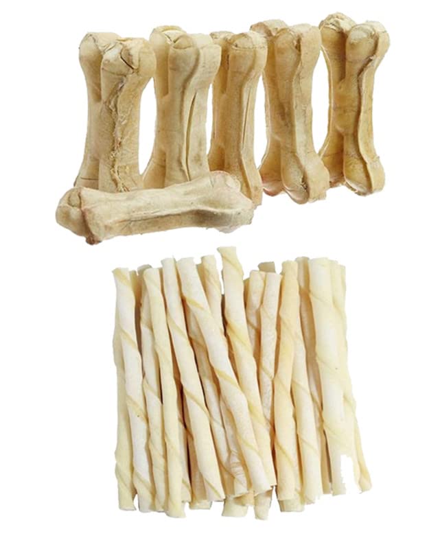 Pet D All Life Stages Rawhide Twisted Treat White Chew Sticks + 6 Inch Bone for Dogs (300Gram) (B09WB3K95D) Amazon Price History, Amazon Price Tracker