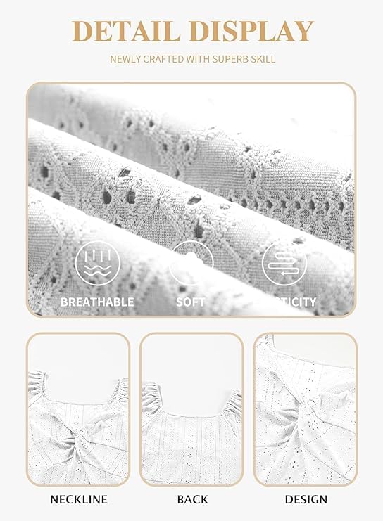 Eytino Womens Plus Size Tops Twist Front V Neck Short Sleeve Eyelet Embroidery Summer Loose Blouse Shirts(1X-5X) - Image 4