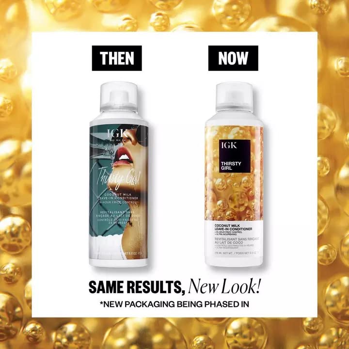 Miniatura 2 de IGK THIRSTY GIRL - Acondicionador sin enjuague de leche de coco  Hidrata, fortalece + control del encrespamiento  Vegano + libre de crueldad  5 onzas