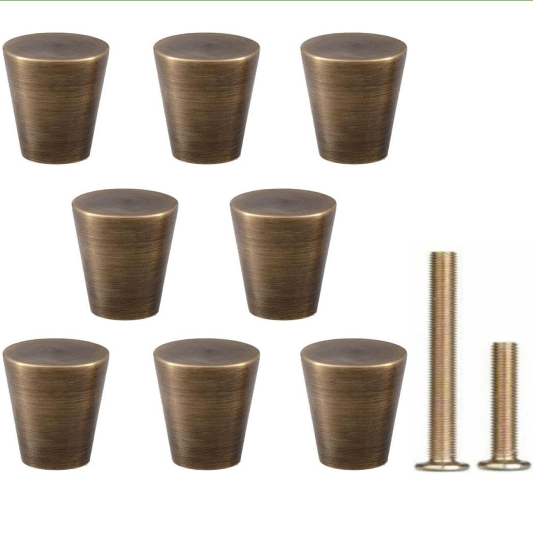 RZDEAL 8 pomos de latón macizo de 0.8 x 1 pulgadas, mango de bronce antiguo, cono de zapato, cajón de zapatos, manija, pomos puertas