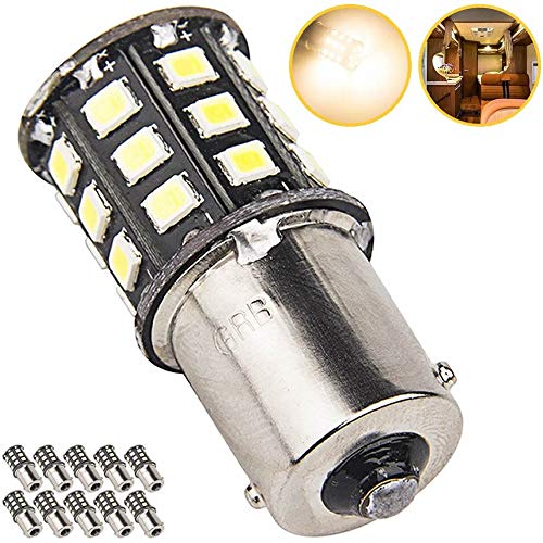 1156 1141 1003 LED Bulbs for RV Ceiling Dome Light Trailer Camper Interior Lighting, Car Back Up Reverse Lights, Brake Lights, Tail Lights, Rear Turn Signal Lights, Warm White 2700-3000K (Pack of 10)
