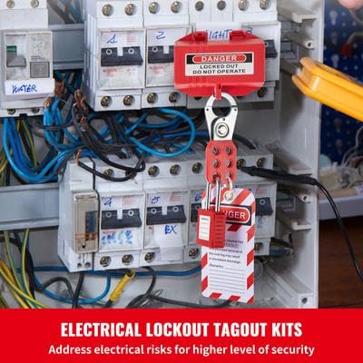 Happybuy 43 PCS Lockout Tagout Kits, Electrical Safety Loto Kit Includes Padlocks, 5 Kinds of Lockouts, Hasps, Lockout Safety Tools for Electrical Risk Removal in Industrial, Machinery