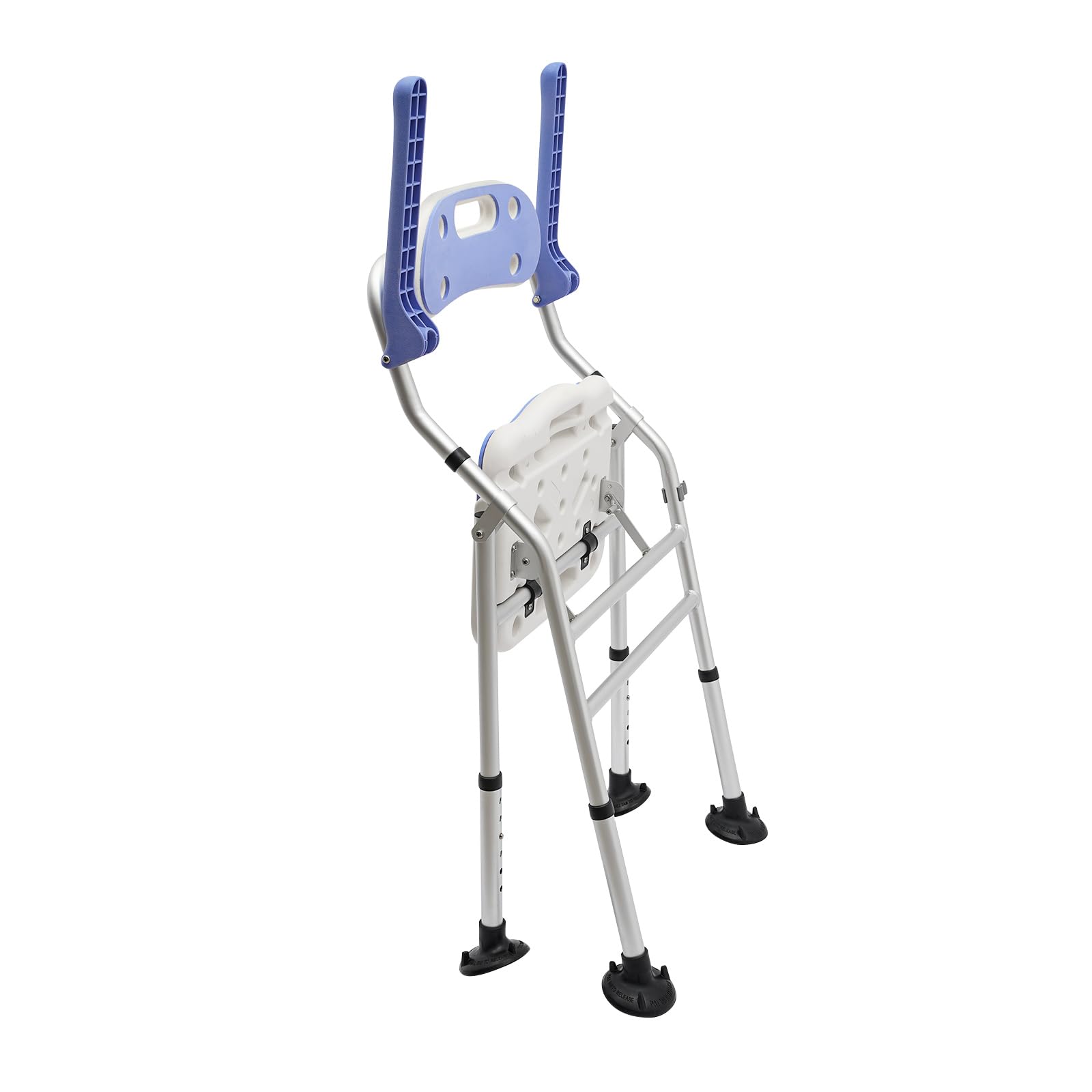 Silla de ducha con respaldo y reposabrazos, taburete de ducha antideslizante, altura regulable, asiento plegable con función de succión, asiento de bañera para personas mayores y discapacitados, hasta