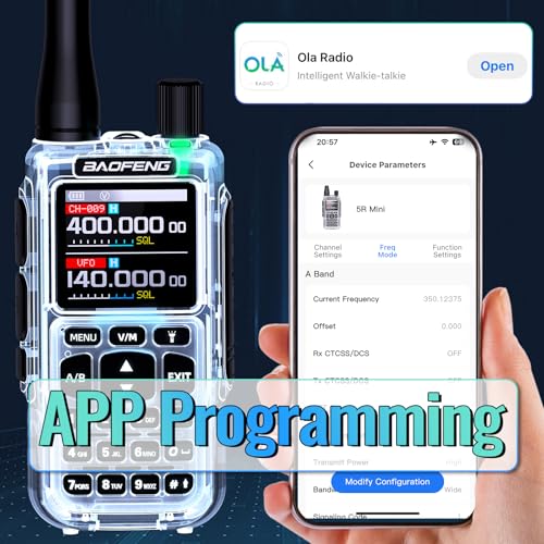Image of Baofeng Radio UV-5R Mini Ham Radio Long Range Two Way Radio NOAA Weather Radio Rechargeable Walkie Talkies Dual PTT APP Programming Copy Frequency 2200mAh Battery with USB-C Charging Survival Radio