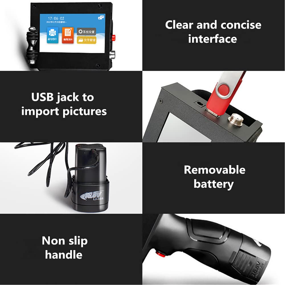 Fdit Mini Imprimante Imprimante à Jet D'encre Portable Écran Tactile LCD 4,3 Pouces 3 Précision