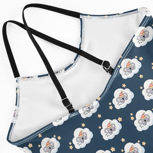 senya Girls Swimsuits One-Piece Swimwear Tie Bathing Suit Beach Summer Round Neck 7-8T Sloth Sleeping Pattern4