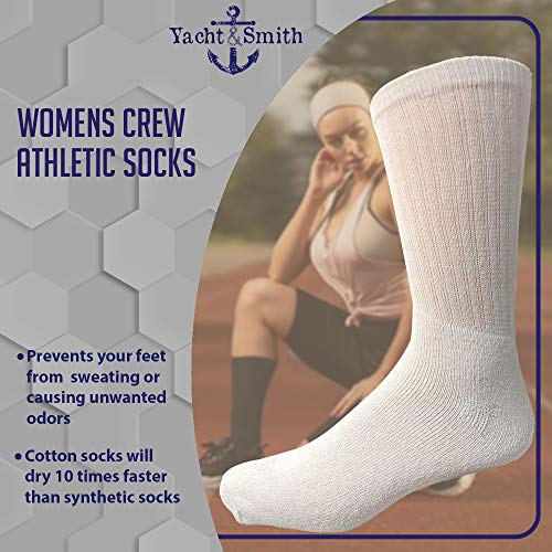 Yacht & Smith Wholesale Bulk Womens Crew Socks, Cotton Sport Athletic Socks - Size 9-113