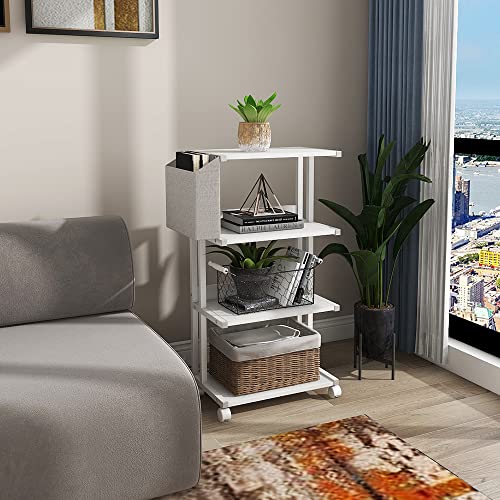 Vedecasa 4 Tier Tall Printer Stand With Storage Basket And Wheels Modern Narrow Printer Tower For Space Saving Printer Shelf For Home Office Bedroom Kitchen Organization #TOP3