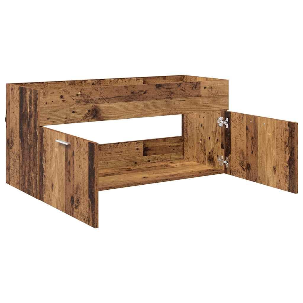 Armadietto da bagno, effetto legno anticato, 100 x 38,5 x 46 cm