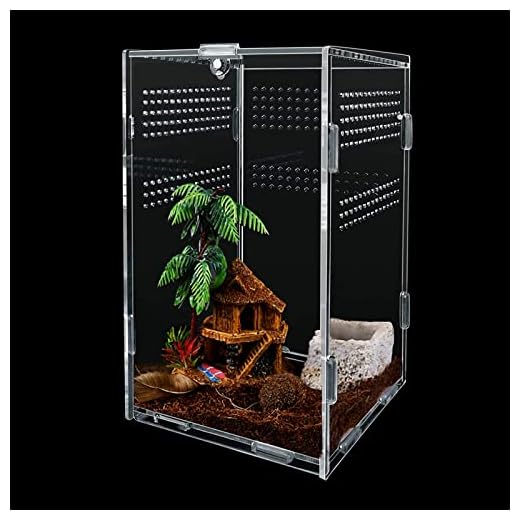 Boîte d'alimentation D'insectes,(12*12*20cm)Boîte d'alimentation en Acrylique avec Trous d'air, Habitat de Reptile, Boîte D'élevage De Reptiles pour lézard, araignée, grenouille cornue, coléoptère.