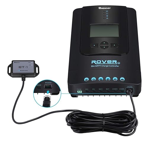 Renogy Rover 20A 12V24V entrada de CC automática MPPT controlador de carga solar parámetro pantalla LCD ajustable regulador de panel solar apto para