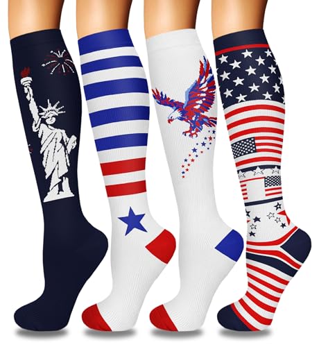 Image of 4 Pairs Compression Socks for Women Circulation-Best Support for Nurses,Running,Athletic,Travel
