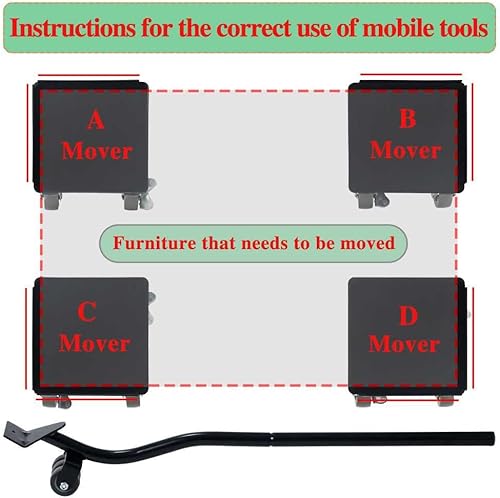 Miniatura 7 de 1 juego de herramientas de movimiento de muebles, herramientas de movimiento para muebles pesados, elevador de muebles, carretilla de rodillo de