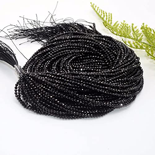 Lucky Grilhão de espinélio preto de qualidade natural brilhante Facetado de contas redondas soltas 2