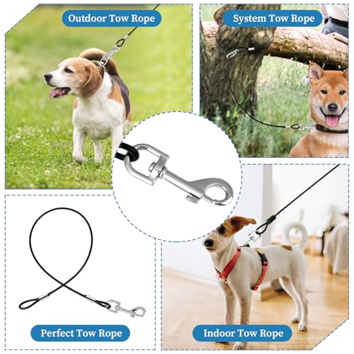 JJUNW 2 Stück Hausleine für Hunde, Hundeleine Chew Proof, Bissfeste Hundeleine Verlängerungsseil, Hundekette für Welpen Kleine Mittelgroße Große Hunde Joggen und Spazierengehen (67cm, Schwarz)