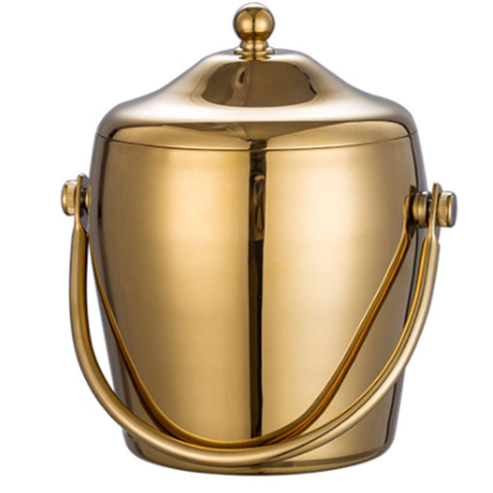 detee KTV Bar Utensils Ice Bucket, Double Layers Stainless Steel Ice Bucket,Champagne Bucket, Wine Beer Ice Bucket