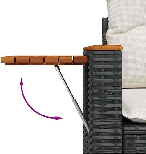 Miniatura 9 de 6-Piece Garden Sofa Set in Black and Cream White with Storage Compartments, Weather Resistant Outdoor Furniture for Patio Terrace Lounge Seating