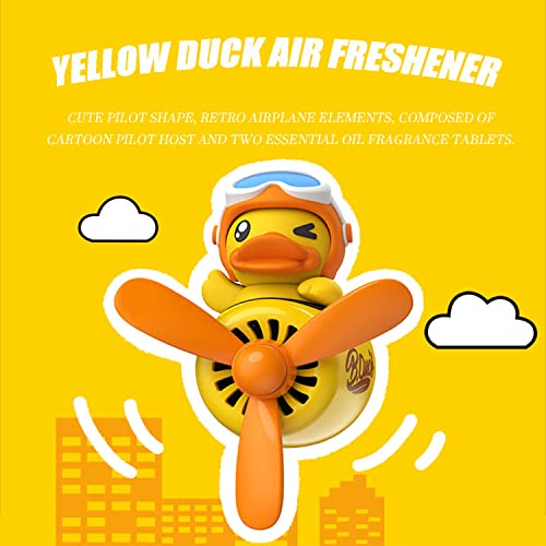 Image of Car fragrance diffuser pilot car air outlet cartoon rotating fan leaf perfume cute shape freshener with 2 fragrances (yellow duck),1.0 Count,(MY-391)