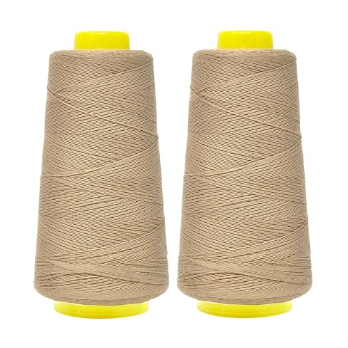 Image of Mandala Crafts Beige Mercerized Cotton Thread Cones for Sewing Quilting | 2400 Yds 50 WT, 100% Long Staple Cotton, Multipurpose, for Embroidery, Piecing, Sergers, Applique, Machine and Hand Sewing