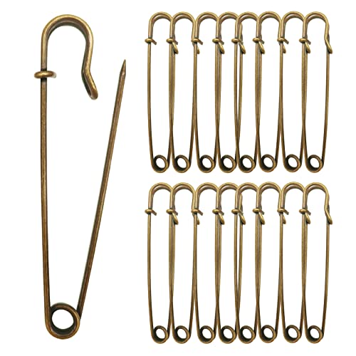 Urmspst Bronze Large Safety Pins Pack of 15, 4" Heavy Duty, Modern Style, 5.bronze