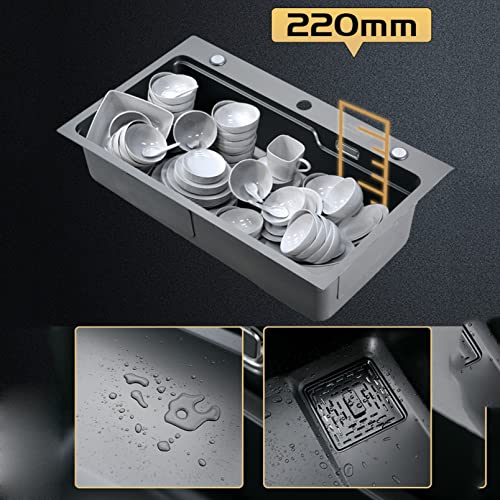 Évier de cuisine cuve unique acier inoxydable 75x45cm complet - 3