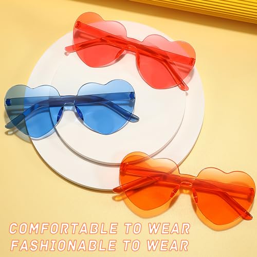Heart Shaped Sunglasses Rimless Colorful Heart Glasses Bachelorette Party Favors (Mixed Color B)4