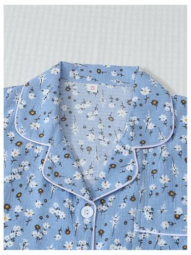 Image of Verdusa Women's 2 Piece Pajama Sets Summer Pajamas Cute Pj Set Lounge Matching Pjs Button Shirt with Shorts