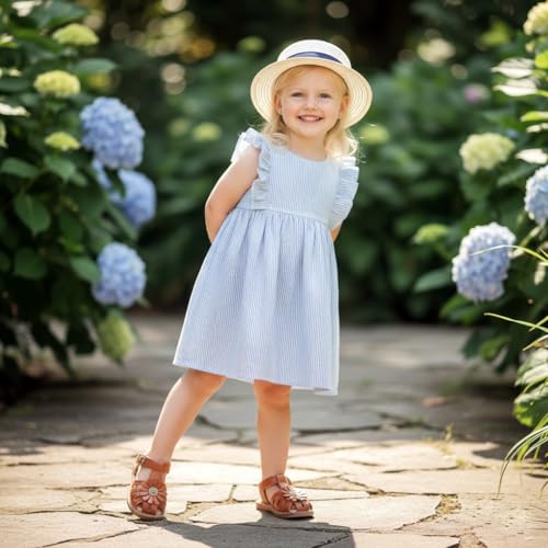 Image of Otter MOMO Girls Open Toe Princess Flat Sandals with Comfort Sole Summer Sandals