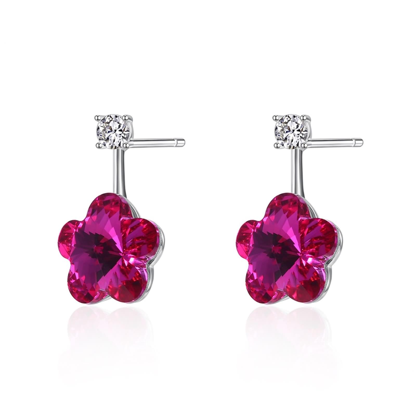 Orecchini a perno in argento Sterling 925, motivo floreale, con zirconia cubica