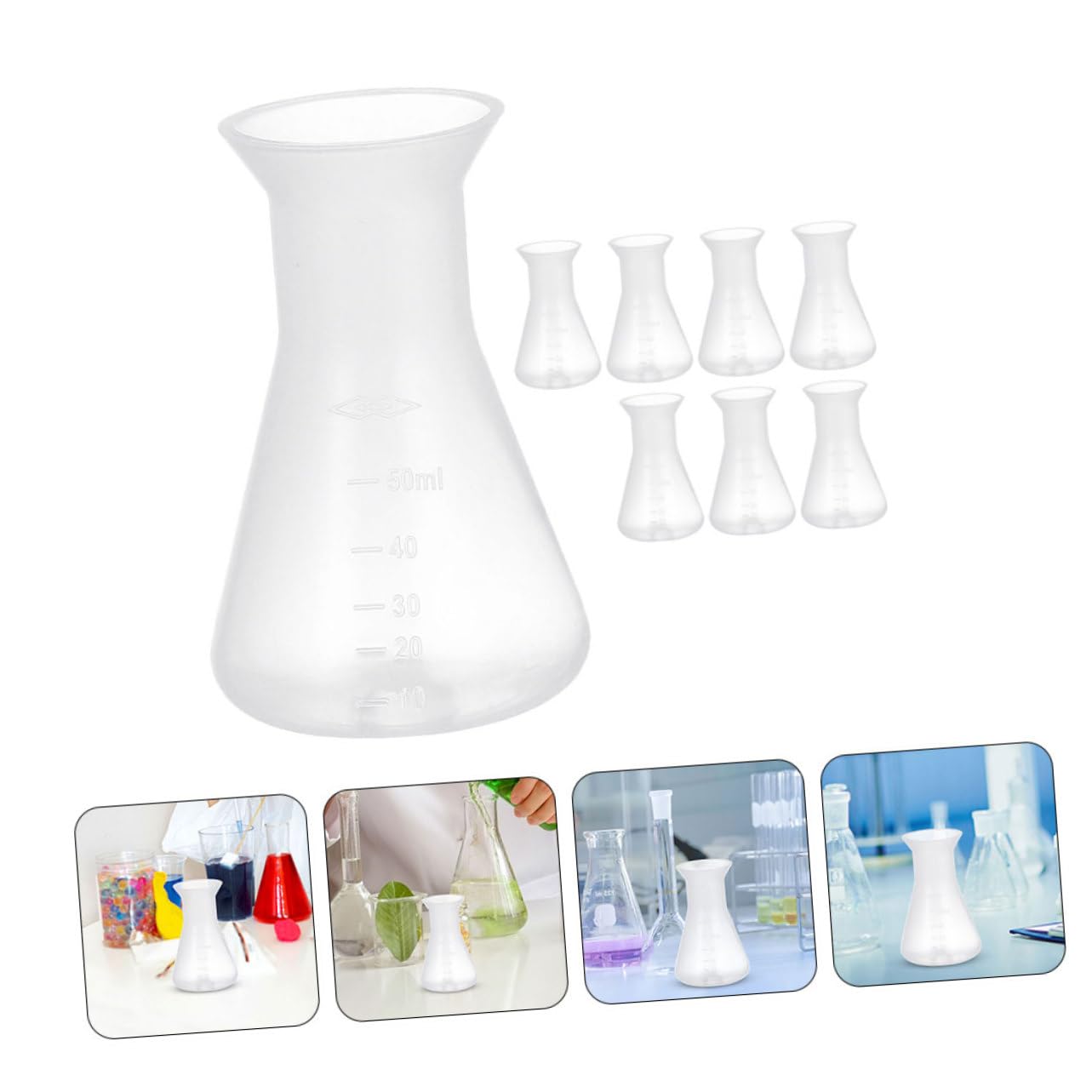 iplusmile 40 Stk Laborkolben chemische Flasche chemischer Erlenmeyerkolben Wissenschaftsflasche Chemie Kolben plastikflasche kunststoffflasche Versuchskolben Kunststoff-Erlenmeyerkolben pp