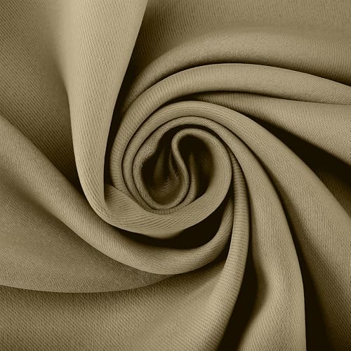 Image of THE LINEN COMPANY Back Loop Thermal Curtain 7.5 Feet, Noise Reduction Blackout Window Treatment, Beige