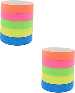 Tofficu 10 Rolos De Fita Luminosa Fita Adesiva Colorida Fita Verde Fita Colorida Fita Rosa Fita Fluorescente Fita De Algodão Fita Adesiva Que Brilha No Escuro Fita Adesiva De