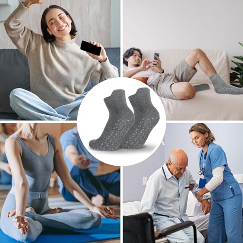 Image of Sureio 30 Pairs Non Slip Socks for Men Elderly Unisex Grip Pilates Yoga Hospital Cotton Socks Bulk for Women Adult