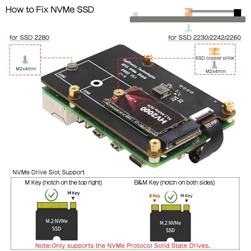 NVMe Shield Raspberry Pi 5 Geekworm X1002 carte d'extension PCIe SSD