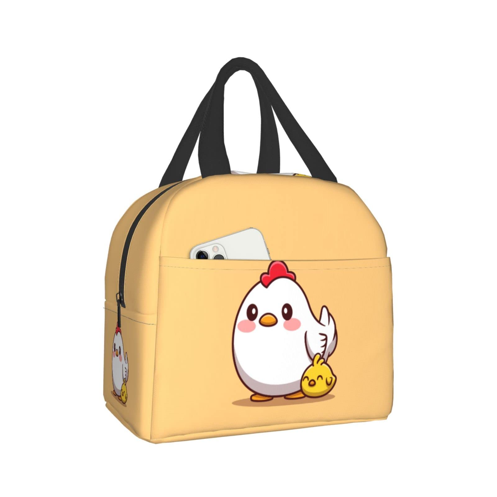 Insulated Lunch Bag Reusable Lunch Box, Cooler Lunch Tote Bag for Women Men Picnic Office Work, Kawaii Chicken — image 1
